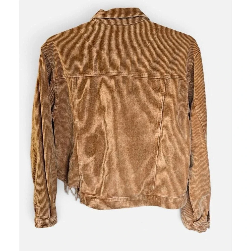 POL Clothing Corduroy Distressed Button Down Jacket JFT399 Size S Brown